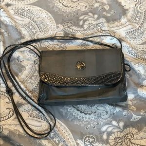 Vintage Fendi black striped leather bag